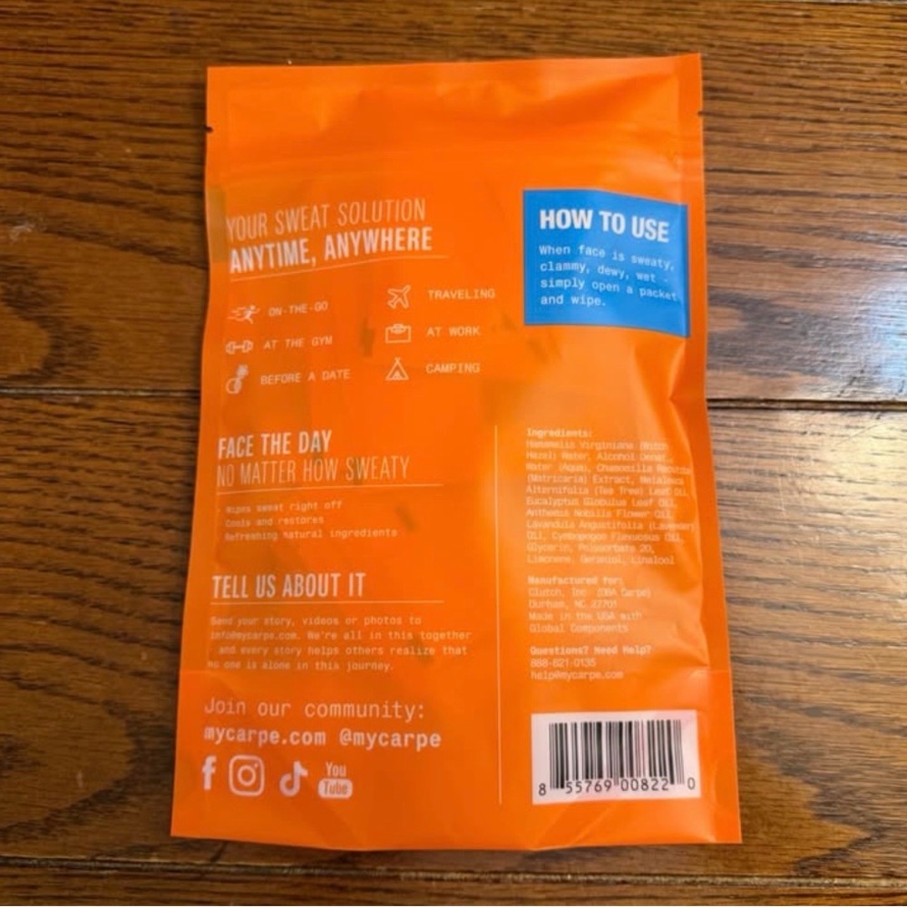Carpe Sweat Absorbing Face Wipes - Picture 3 of 3